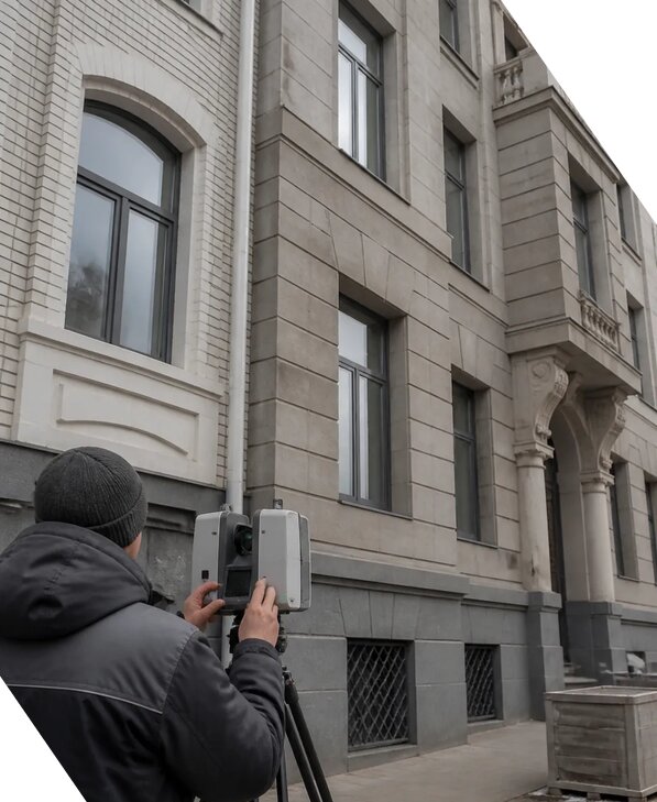 Лазерное сканирование фасадов зданий для обследования в Канаше
